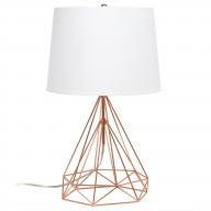 Wired Metal Table Lamp, Rose Gold