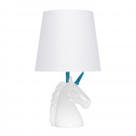 Simple Designs Sparkling Blue and White Unicorn Table Lamp