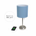 LimeLights Stick Lamp with USB charging port and Fabric Shade, Blue