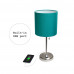 LimeLights Stick Lamp with USB charging port and Fabric Shade, Teal