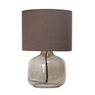 Simple Designs Glass Table Lamp with Fabric Shade, Smoke with Gray Shade