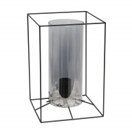 Elegant Designs Large Exposed Glass and Metal Table Lamp, Black/Smoke