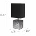 Simple Designs Petite Marbled Ceramic Table Lamp with Fabric Shade, Black with Black Shade