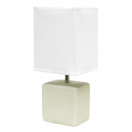 Simple Designs Petite Faux Stone Table Lamp with Fabric Shade, OffWhite with White Shade