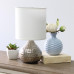 Simple Designs Hammered Silver Drip Mini Table Lamp, White