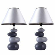 Simple Designs Home LT3052-GRY Shades of Gray Ceramic Stone Table Lamp (Pack of 2)