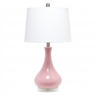 Elegant Designs Ceramic Tear Drop Shaped Table Lamp, Rose Pink