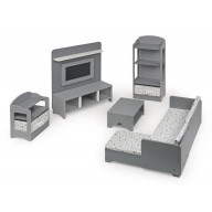 Media Room Furniture Set for 18 inch Dolls - Gray/White