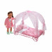 Royal Carriage Metal Doll Bed with Canopy, Bedding and LED Lights - Pink/White/Stars