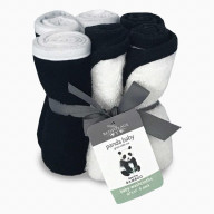 Panda Baby Rayon Viscose Bamboo Baby Washcloths - White/Black