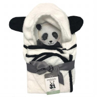 Panda Baby Rayon Viscose Bamboo Hooded Bath Towel Set - White/Black