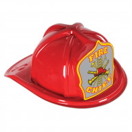 Red Plastic Fire Chief Hat (Pack of 48)