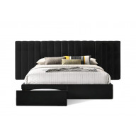 King Size Bed Velvet continuous spread Headboard with Footboard