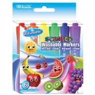 BAZIC 6 Colors Washable Scented Markers / Box Qty - 24