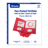 BAZIC Premium Red Color 2-Pocket Portfolio (25/Box)