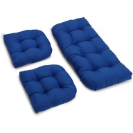 Blazing Needles Twill Settee Group Cushions, Royal Blue, Set of 3 each pack (Pack of 2)