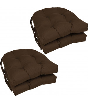 Blazing Needles Solid Twill U-Shaped Tufted Chair Cushions, Set of 4, 16