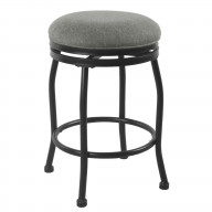 Metal Counter Stool with Swivelling Fabric Padded Seat, Gray and Black