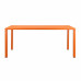 Slatted Top Metal Dining Table with Straight Legs, Orange