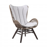 Indoor Outdoor Lounge Chair with Intricate Rope Woven Wingback, Brown