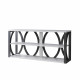 2 Tier Wooden Frame Console Table with Multiple Oval Design, White and Gray