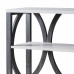 2 Tier Wooden Frame Console Table with Multiple Oval Design, White and Gray
