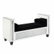 Mirrored Bench with 2 Pillows and Button Tufted Seat, Silver