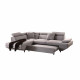 L Shaped Sleeper Sectional with Adjustable Headrest, Gray