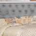 Eli Crystal Tufted Queen Bed, LED, Mirror Inlays, Wood, Gray Velvet, Silver