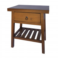 26 Inch Side Table, Classic Look, Drawer, Slatted Shelf, Modern Wood Brown