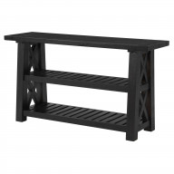 Elena 55 Inch Sofa Console Table, 2 Shelves, Industrial Bolts, Black FInish