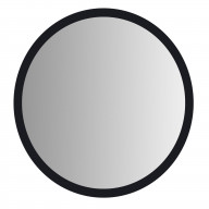 28 Inch Round Wooden Floating Beveled Wall Mirror, Black