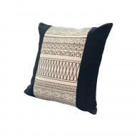 18 x 18 Square Cotton Accent Throw Pillow, Aztec Inspired Linework Pattern, Off White, Gray
