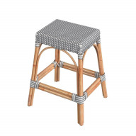 Butler Specialty Company, Robias Rectangular Rattan 24.5" Counter Stool, White and Gray Dot