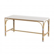 Butler Specialty Company Tobias Outdoor Rattan and Rectangular Dining Bench, Beige and White
