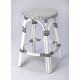 Butler Specialty Company, Tobias Rattan Round 24 Counter Stool, White and Black Dot
