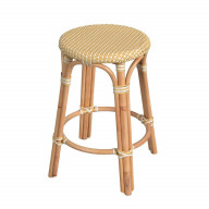 Butler Specialty Company, Tobias Rattan Round 24" Counter Stool, Yellow and White Dot