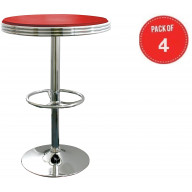 AmeriHome Soda Fountain Style Height Adjustable Home Kitchen Dining Pub Room Bar Table Red (Set of 4)