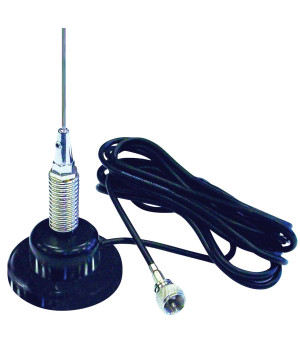 ACCESSORIES UNLIMITED - 3 FOOT BLACK LOW PROFILE MAGNETIC MOUNT CB ANTENNA WITH SHOCK SPRING & 15' COAX CABLE