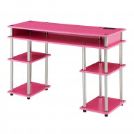 Designs2Go No Tools Student Desk with Charging Station - PINK