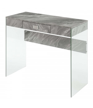 SoHo Glass 36 inch Desk - GRAY MARBLE