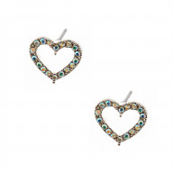 Bridal Earrings Silver Aurora Borealis Heart Shpae Stud Earring