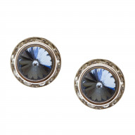 Silver Light Sapphire 12mm Rhondelle Earring
