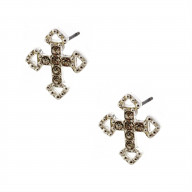 Wedding Earrings Silver Crystal Dangle Cross Shape Stud Earrings