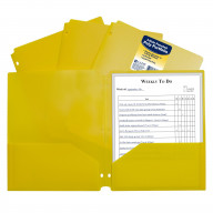 Two-Pocket Heavyweight Poly Portfolio Folder with Three-Hole Punch, Yellow, 1/EA (Set of 25 EA)