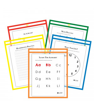 Reusable Dry Erase Pockets, Assorted Primary Colors, 9 x 12, 25/BX, 40620