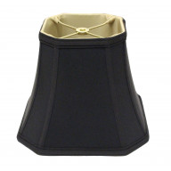 Slant Cut Corner Square Bell Softback Lampshade with Washer Fitter, Black (with Bronze Lining)