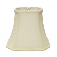 Cloth & Wire Cut Corner Rectangle Bell Softback Lampshade with Washer Fitter, Egg Color Natural Fabric Lampshade for Table Lamps, 10" Top x 18" Bottom x 12.5" Height