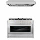 36 In. 3.8 Cu. Ft. Single Oven Gas Range With 5 Burner Cooktop With 36 In. Ducted Under Cabinet Range Hood In Stainless Steel With Push Button Controls, Led Lighting And Permanent Filters