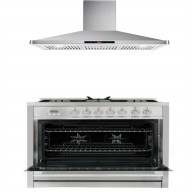 Commercial-Style 36 In. 3.8 Cu. Ft. Single Oven Dual Fuel With 36 In. Ducted Range Hood In Stainless Steel With Touch Controls, Led Lighting And Permanent Filters